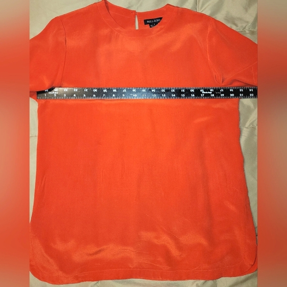 Bellagio 100% silk red short sleeve top  Sz S - Picture 6 of 12